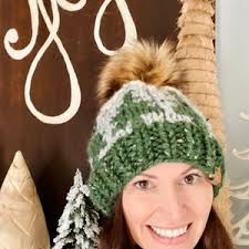 Mountaineer Toque, Ladies Evergreen Beanie, Winter Hat, Pine Tree Hat
