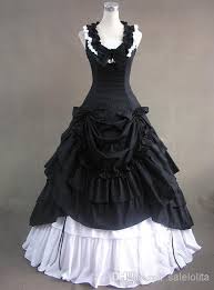 Wholesale Renaissance Dress Buy Tailored Black And White Medieval Renaissance Gothic Victorian Ball Gown Dress Halloween Vampire Costumes Gothic Victorian Dresses Victorian Ball Gowns Ball Gown Dresses