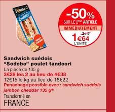 Offre Sandwich Triangle Xxl Jambon Emmental Salade Daunat 100 Sur Le 3e Chez Casino Supermarches