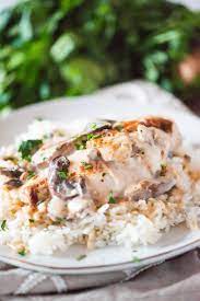 Baked Chicken Recipe With Mushrooms And Cream Of Mushroom Soup Over Rice Baked Chicken And Mushrooms Mushroom Soup Recipes Cream Of Mushroom Chicken