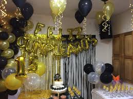 Decoracion de globos negro con dorado. Venta Decoracion De 15 Anos Negro Y Dorado En Stock