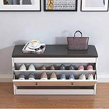 Amazon Com Slow Time Shop Us Shoe Storage Bench With Flip Drawer Shoe Storage Cabinet Ottoma Wooden Shoe Cabinet Shoes Cabinet With Seat Hallway Shoe Storage