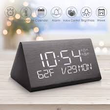 European living room simple clock. Warmhoming Wooden Digital Alarm Clock With 7 Levels Adjustable Brightness Voice Command Electric Led Bedside Travel Triangle Alarm Clock Buy Online In Antigua And Barbuda At Antigua Desertcart Com Productid 121387665
