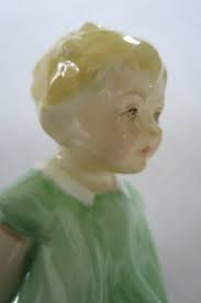 Tommy Figurine 2913 by Royal Worcester • Vintage 1950s Bone China • Freda  Doughty Design • Blond, Rare Green Shirt, White Shorts • England