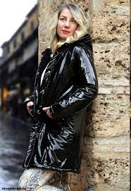 Vinyl Regenjacke Schwarz Rainwear Fashion Leather Jacket Black Leather Jackets Women