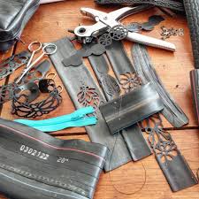 Not Chaotic Just Multi Tasking Doing A Little But Of Everything Crafts Creativeproject Creative Inn Bicycle Jewelry Leather Bike Tube Crafts