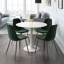 pardo 5 piece dining set chair color emerald green in 2020 white round dining table green dining room dining table black