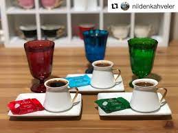 cirpan ev on instagram nildenkahveler sunumu ile arow bone porselen turk kahvesi fincani beyaz yesil siyah renk secen turk kahvesi fi ncan siyah renk