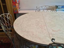Maybe you would like to learn more about one of these? Hollywood Regency Vintage 1958 Formica Wrought Iron Dinette Set Id