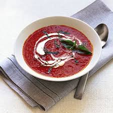Roasted Red Pepper Soup With Orange Cream Recipe Roasted Red Pepper Soup Stuffed Peppers Red Pepper Soup