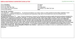 Maintenance Carpenter Cover Letter