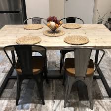 Tolix Style Black Dining Chair With Brown Cushion Seat Cult Uk