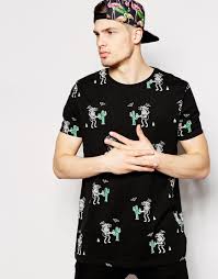 See h&m men shirts worn in the best street style looks from our community of fashion bloggers on chictopia.com. Asos Cotton Halloween Longline T Shirt With All Over Cactus Print And Relaxed Skater Print In Black For Men Lyst