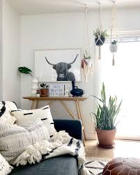 Highland Cow Print Black And White Modern Boho Living Room Boho Living Room Farm House Living Room