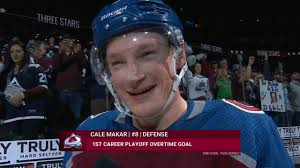 Cale Makar's smile during his post game interview when he realized the  entire stadium was chanting "All Hail Cale" : r/ColoradoAvalanche