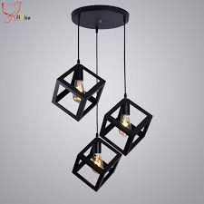 Loft Lamp Vintage Pendant Light Black White 3 Heads Metal Cube Lampshade Hang Light Fixture For Bedroom Diningroom Pendant Lamp Fixtures For Retail Stores Light Fixtures For Living Roomslight Fixtures Cheap Aliexpress