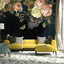 Dutch Oil Painting Big Flowers Floral Wallpaper Wall Mural Dark Color Backgroud Pink Peony Mural For Wall Decor Home Decor Home Wall Decor Wall Wallpaper Decor