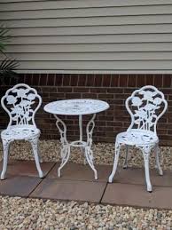 Wilson Fisher White Vintage Rose 3 Piece Bistro Table Chair Set Big Lots In 2020 Bistro Table Outdoor Bistro Table Brick Fireplace Decor
