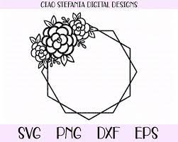 Download Geometric Diamond Frame Rose Monogram Frame Svg Floral Etsy