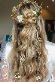 33 Wedding Hairstyles With Flowers For Your Fairytale Day Bride Hairstyles Wedding Hair Half Wedding Hairstyles For Long Hair