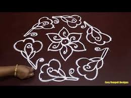 Beautiful Flower Rangoli Designs With Dots Simple Rangoli Easy Muggulu Ranggavalli Yout Rangoli Designs Images Rangoli Designs With Dots Flower Rangoli