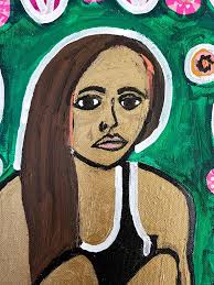 Portrait in Wildflowers, Original Painting