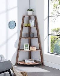 Corner Shelf Stand Modern Wood Ladder Display Tiered Unit Bookcase Weathered Oak Eckregale Regal Haus Deko