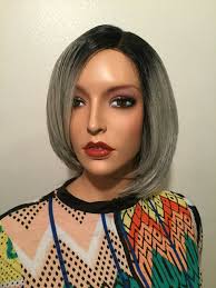 NWT Bobbi Gray and Black Premium Lace Front Layered Cut Wig Deep Part