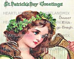 Buy Antique St. Patrick's Day Postcard, Gold Harp