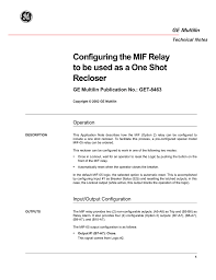Bir üst model ürün için fazladan. Configuring The Mif Relay To Be Used As A One Shot Recloser