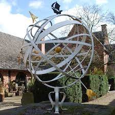 Measures approximately 19.5h x offering a rich metal armillary finish, the sphere shade creates visual interest while offering lovely lighting. Large Scale Steel Armillary Sphere Sundial With Gold Leaf Gilt Details For Sale At 1stdibs