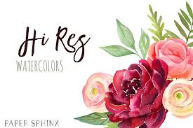 Watercolor Burgundy Flowers Clipart Fall Wedding Flowers Etsy Marsala Flowers Clip Art Flowers