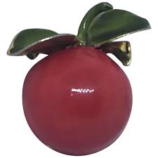 Original by Robert Red Apple Pin Brooch Enameled Fruit