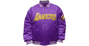 Vintage los angeles lakers starter bomber jacket size large 90s nba basketball. Majestic La Lakers Reversible Satin Jacket In Purple For Men Lyst