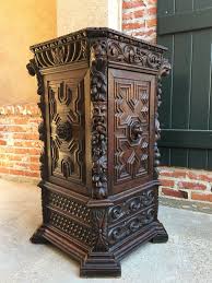 Antique French Carved Oak Renaissance Corner Cabinet Plinth Display Stand Gothic Picclick Com