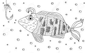 In this project i used 2 sets of 3 old coat hooks to make a rack to hold our fishing poles. Black And White Ornament Fashion Fish Hook In The Sea With Bubbles Design Decorative Lace Page Coloring Books For Adults Hand Drawn Ink Drawing Vector Illustration Royalty Free Cliparts Vectors And Stock