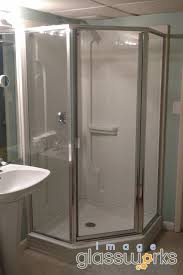 Here Is A Semi Frameless Neo Angle Shower Door With 1 4 Thick Glass This Option Is Attractive To Peopl Framed Shower Shower Doors Neo Angle Shower Enclosures