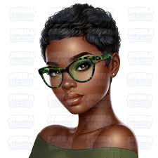 Green Makeup African American Woman PNG