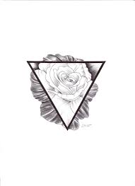 Black And White Heart And Rose Tattoo Designs Hipster Rose And Triangle Tattoo Black White Triangle Tattoos Tattoo Designs Couple Drawings Tumblr