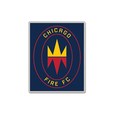 The logo, being called the fire crown by the team, shows an orange crown with a mirror image below of red flames. Chicago Fire Logo Souvenir Pin