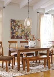 Casual, comfortable, country chic has never been more in style. Berringer Rustic Brown 6 Pc Rectangular Dining Room Table 4 Uph Side Chairs Large Bench Desert Design Furniture