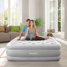 Beautyrest Sky Rise Raised Air Mattress With Hands Free Express Pump Queen Walmart Com Air Bed Adjustable Beds Air Mattress