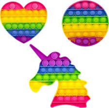 Maybe you would like to learn more about one of these? Rainbow Bubble Pop Unicorn Heart And Circle Fidget Toy Popper Set