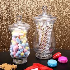Apothecary jars are seen less in the medical field but more in people's houses and events as glass decoration storage units. 2 Pack Clear Glass Apothecary Jars Candy Container With Lids 10 12 Efavormart