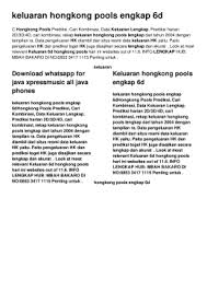 Pengeluaran hongkong 6d tahun 2010 sen sel rab kam jum sab mng 630585 122948 562004 879242 207188 986501 458907 753069 012686 240813 064977 186039 531986 675449 928674 360409 279530 815417… Keluaran Hongkong Pools Engkap 6d