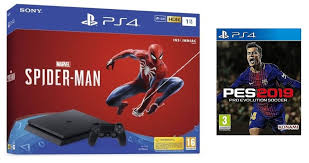 Como aprender a jugar fifa 20 en play 4. Playstation 4 Slim Black 1 Tb Juego Spiderman Pes 2019 Mando Inalambrico Dualshock Sony