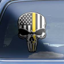 This decal is perfect for vehicle window applications. Thin Yellow Line Punisher Inspired Skull Tow Truck Highway Worker Sticker Decal Fashion Home Garden Homedcor Skull Decal Skull Sticker Punisher Skull Decal