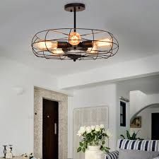 Gymax Industrial Vintage Flush Mount Ceiling Light Metal Hanging Fixture 5 Light Walmart Com Walmart Com