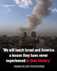 An Iranian military spokesperson warned that Iran would “teach Israel and  America a lesson they have never experienced,” adding that “any base that  helps America and Israel will be the target of