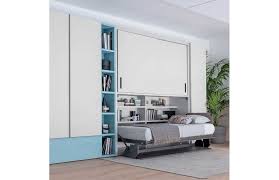 Letto a castello modello dondolo con doppio letto singolo con rete a doghe e pannello di copertura. Armadio Con Scrivania E Letto Singolo A Scomparsa Save Isa Project
